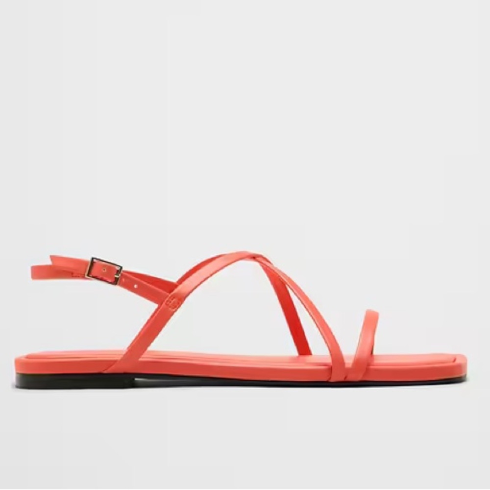 Banana Republic NEW Vegan Leather Strappy Sandals Electric Coral Orange Size 10